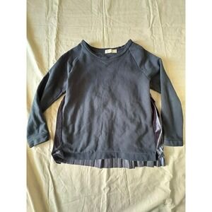 Zara Kids Size 10 Soft Sweater Navy Blue Crewneck Knit Pullover Pleated Back